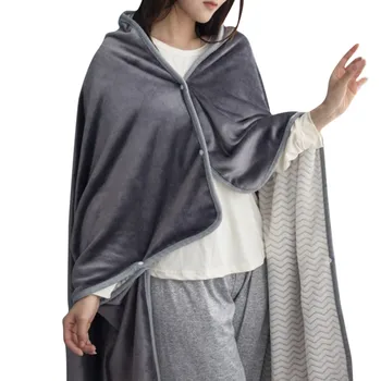 Носимое флисовое одеяло с пуговицей, зимние теплые накидки на диван-кровать, дорожное утолщенное одеяло, одеяла для спальни, 100X70 см