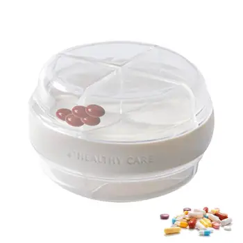 Футляр для таблеток, круглая маленькая коробочка для таблеток, мини-компактная двухслойная аптечка с 4 отделениями, дорожная коробочка для таблеток, держатель контейнера для таблеток для