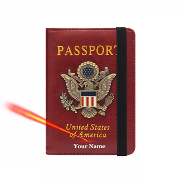 Персонализированная Обложка для паспорта с именами Держатель паспорта Личное Имя Чехол Для Паспорта С RFID-Блокировкой Кожаный Дорожный Бумажник для паспорта