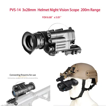 PVS14 Шлем Ночного Видения Монокулярный Оптический Прицел 3x28 мм с Кронштейном для Крепления Инфракрасные Очки NVG С Дальностью действия 200 м Для Тактической Охоты