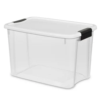 Квартовый Прозрачный Пластиковый Штабелируемый Контейнер Для Хранения Bin Box Tote с Белой Защелкивающейся Крышкой -Решение для Организации Дома и класса
