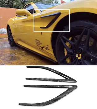 2 шт. из настоящего углеродного волокна, боковое крыло автомобиля, вентиляционный нож, Вентиляционная накладка, подходит для Ferrari 2015-2017