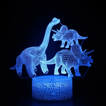 Ночной светильник с 3D динозавром, лампы с динозаврами для комнаты мальчиков, игрушки с динозаврами для детей, Рождественский подарок на День рождения, детский ночник