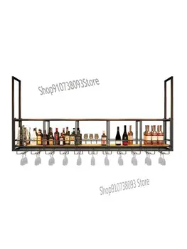 Винный стеллаж для барной стойки, вешалка из кованого железа, перевернутый стеллаж для бокалов, подвесной винный шкаф, настенный шкаф, винный стеллаж