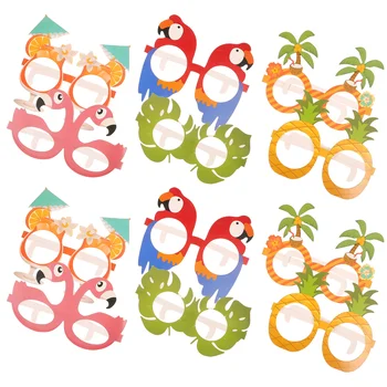 12 шт. Принадлежности для вечеринок Гавайские бумажные очки Очки для фестивального макияжа Luau Prop Flamingo Child