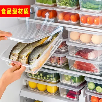 Ящик для хранения Холодильника Прозрачный Морепродукты Мясо Овощи Фрукты Бытовой Холодильник Для Хранения Кухонный Органайзер Морозильная Камера