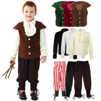 Детские костюмы на Хэллоуин в стиле Ренессанс, Викторианские костюмы вампиров для ролевых игр, одежда рыцарей-пиратов, Средневековая одежда