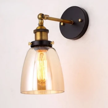 Винтажная лампа, американские деревенские ретро-декоративные лампы и лампа для спальни, коридор из коридора, простые тканевые стеклянные настенные светильники