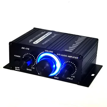 Автомобильный мини-цифровой аудиоусилитель AK170 с синим светом, стереоусилитель звука для домашнего кинотеатра, музыки для клубных вечеринок, 200 Вт x2