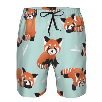 Мужские быстросохнущие плавательные шорты Red Panda Bears, купальники, плавки, пляжная одежда для купания