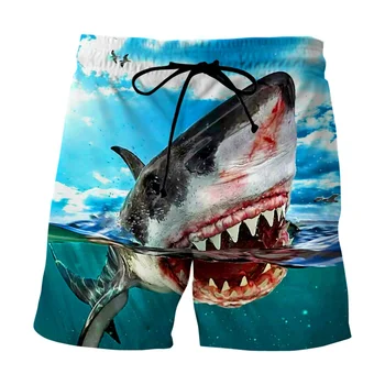 Короткие штаны для рыбалки с акулами, женские мужские модные плавки с 3D-принтом, пляжные шорты, Спортивные повседневные свободные шорты для скейтборда