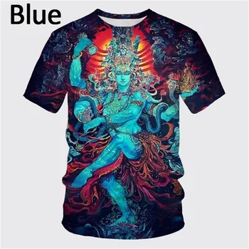 Последние модные индуистского бога Шивы 3Д printied на складе Мужчины Женщины футболка летом прохладно личности повседневная o-образным вырезом с коротким рукавом топы