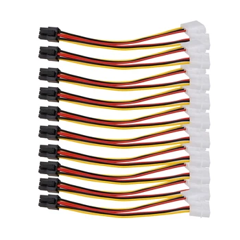 10ШТ Разъем адаптера преобразователя мощности Molex (4-контактный) в PCI-E (6-контактный)