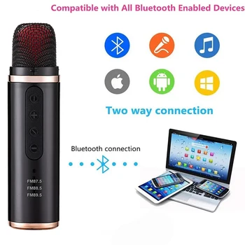 Мини Портативный автомобильный микрофон-плеер для записи караоке-песен Bluetooth Оборудование для прямой трансляции FM-радио Автомобили Беспроводной микрофон
