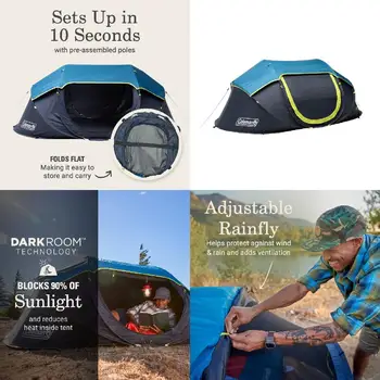 Кемпинг Adventure Прекрасная палатка для кемпинга с технологией темной комнаты на 2 человека для отличных приключений на природе – Водонепроницаемая и ветрозащитная D