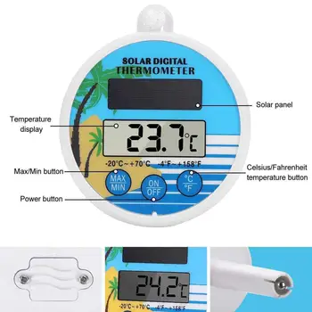 Термометр, легко считываемый Тестер температуры на солнечных батареях для водоема
