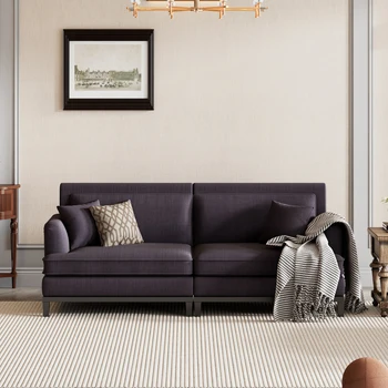 Мягкий диван в стиле кантри с Деревянными ножками и двумя Мягкими Подушками для внутренней мебели гостиной