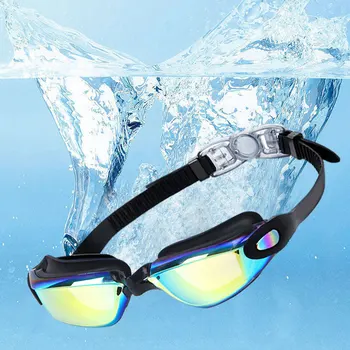 Очки для плавания для взрослых с гальваническим покрытием, противотуманные водонепроницаемые силиконовые очки для плавания унисекс