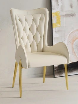 Роскошный обеденный стул Nordic Light, современный минималистичный гостиничный стул со спинкой, Домашний туалетный столик, стул для макияжа, Позолоченные ножки