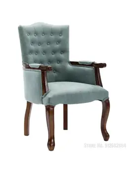 Европейский стул с подлокотником из массива дерева, американский одноместный винтажный стул для столовой в кофейне отеля, домашний стул для обучения в художественном офисе
