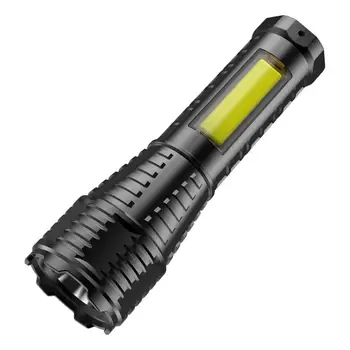 Портативный Мини-светодиодный фонарик с 3 режимами USB-перезаряжаемый фонарик с зумом, сильный свет, Походная лампа COB, водонепроницаемые фонарики