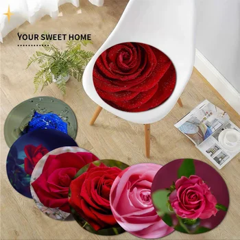 Коврик для подушки с цветами розы, Декоративный коврик для стула, Мягкая подушка для обеденного патио, домашнего офиса, садового дивана, декоративных татами