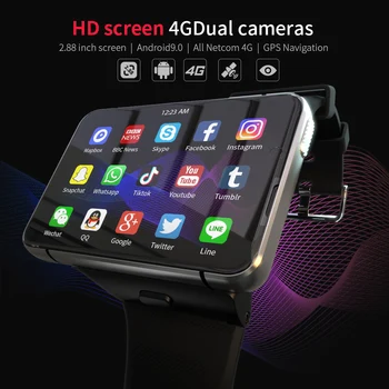 2,88-Дюймовый Большой Игровой Видеоэкран Смарт-Часы Мужские с Wifi 4G Android Двойной Камерой Наручные Часы WiFi GPS Звонки Smartwatch для Мужчин