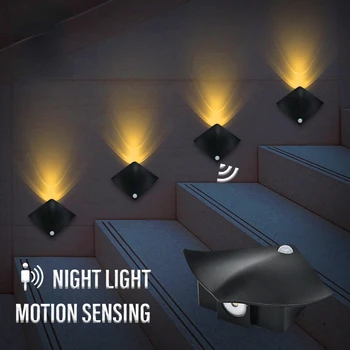 Интеллектуальный светодиодный ночник с датчиком движения Беспроводная зарядка через USB Датчик человеческого тела Настенный светильник для спальни коридорного шкафа