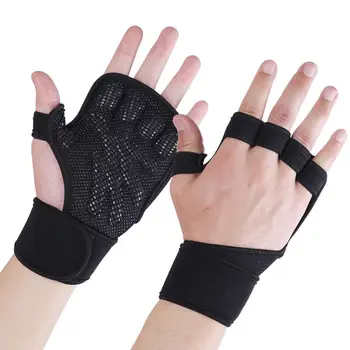Спортивные перчатки для поднятия тяжестей с обертками на запястьях Для мужчин и женщин, перчатки для фитнеса, для тренировок в тренажерном зале, для поддержки рук, тяжелая атлетика
