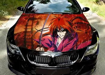 Rurouni Kenshin Аниме виниловые наклейки на капот автомобиля, обернутые болеутоляющей пленкой, наклейки на капот, универсальные наклейки на модификацию капота автомобиля