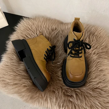 Женские ботинки Martin, черные плюшевые и толстые короткие зимние ботинки, ботильоны в британском стиле, зимние теплые кожаные ботинки, прямая поставка